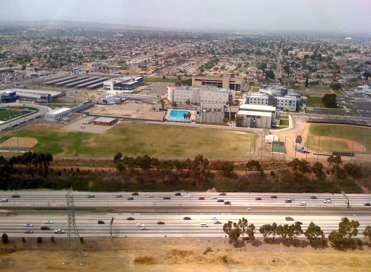 Aerial view of Los Angeles Southwest College, adjacent to West Athens.