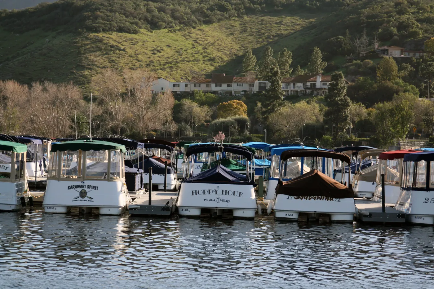 Electric powered boats on Westlake Lake in Westlake Village, CA