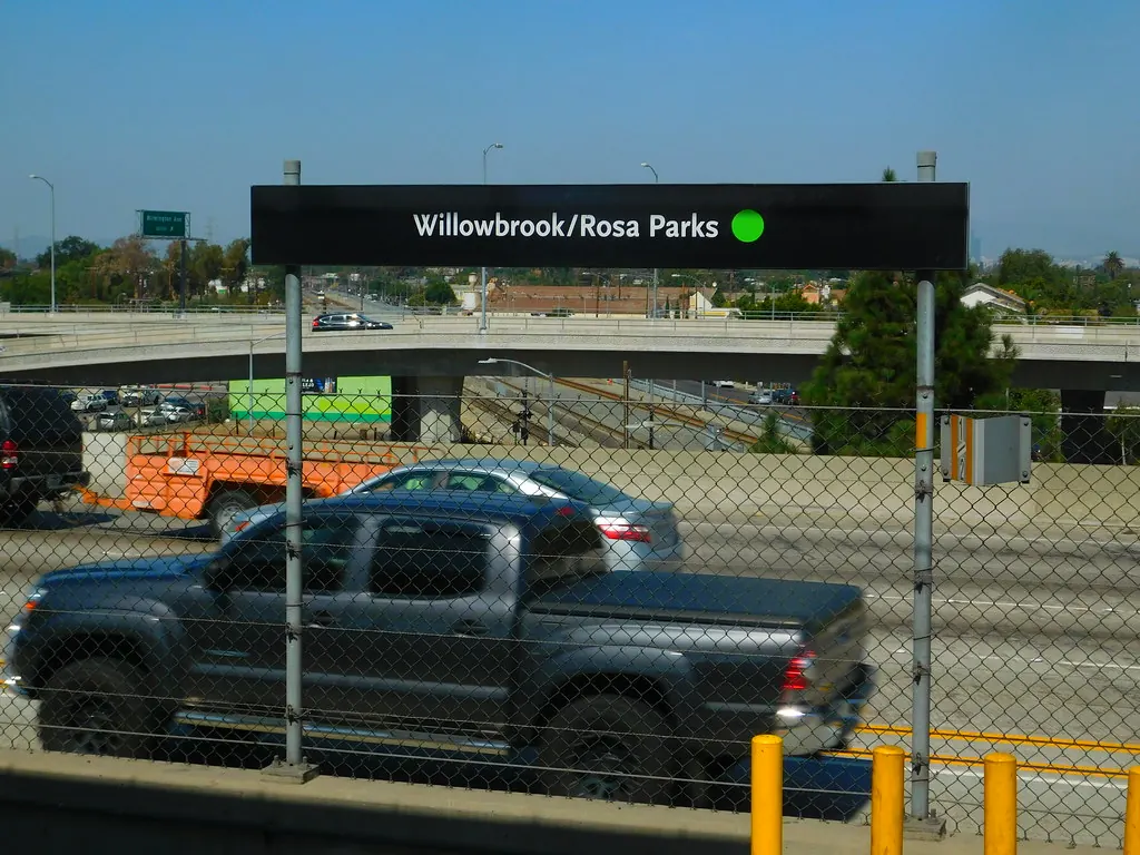 The Willowbrook/Rosa Parks station sign.