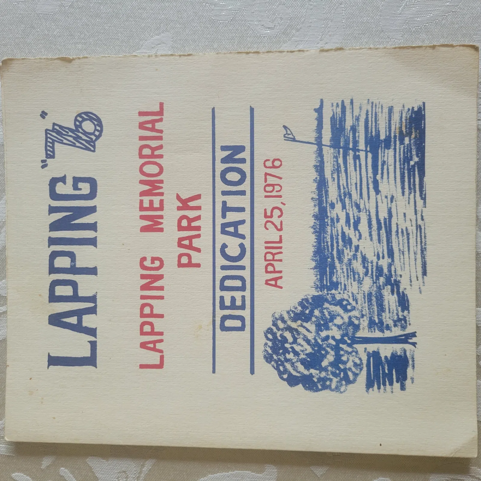 Lapping Park Dedication Program Front Page