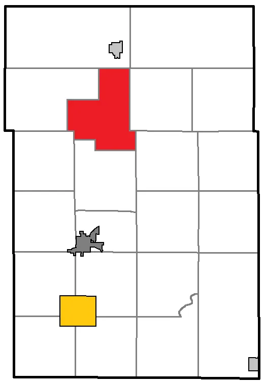 Map of Washburn County WI, highlighting the town of Brooklyn; with county seat in gold, city in gray, and villages in silver