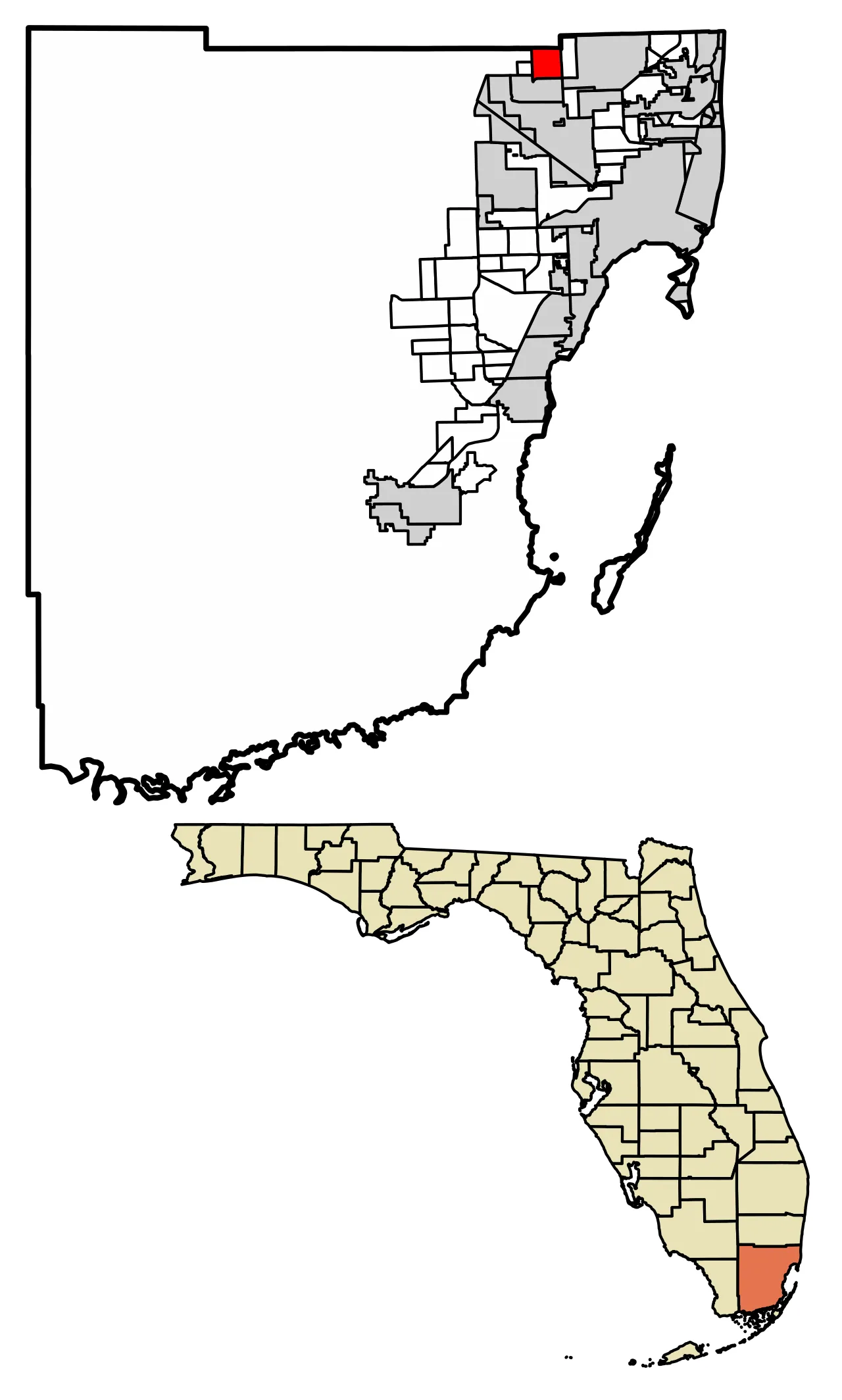 Locator map of Country Club CDP, Miami-Dade County.