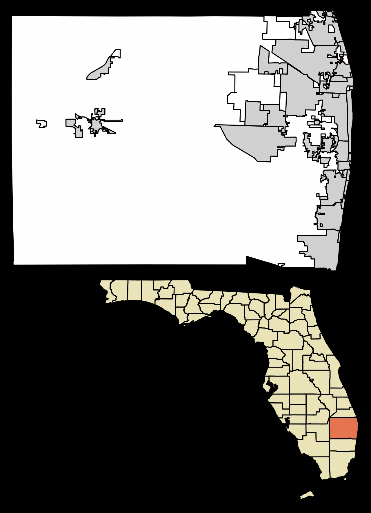 Location of Juno Ridge in Palm Beach County, Florida.