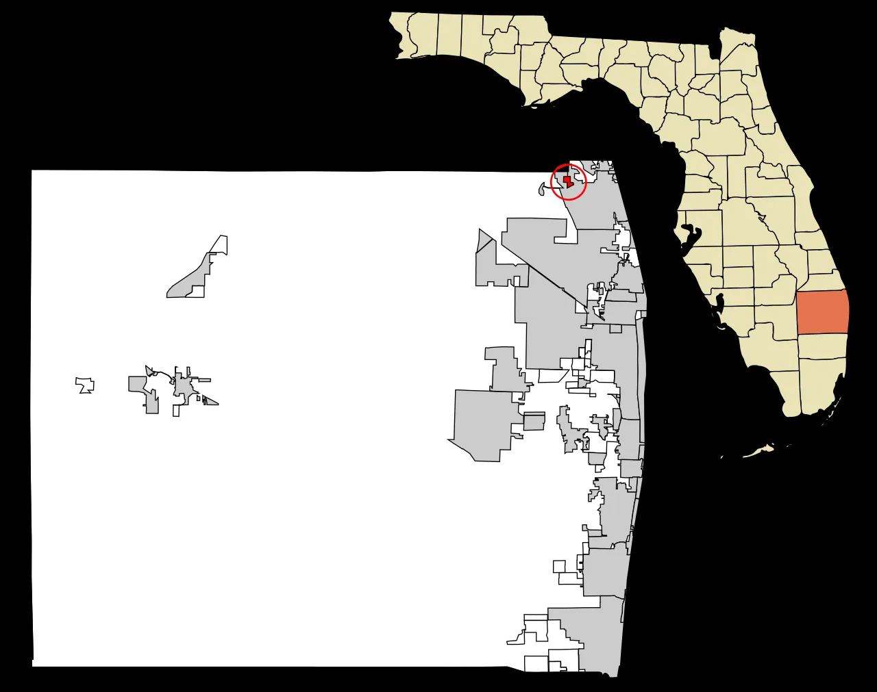 Location of Limestone Creek in Palm Beach County, Florida.