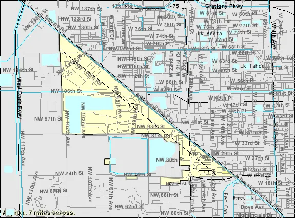 Historic locator map showing the town of Medley in Miami-Dade County.