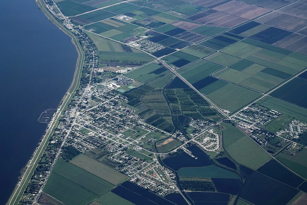 Aerial photo of Pahokee, Florida, February 2016.
