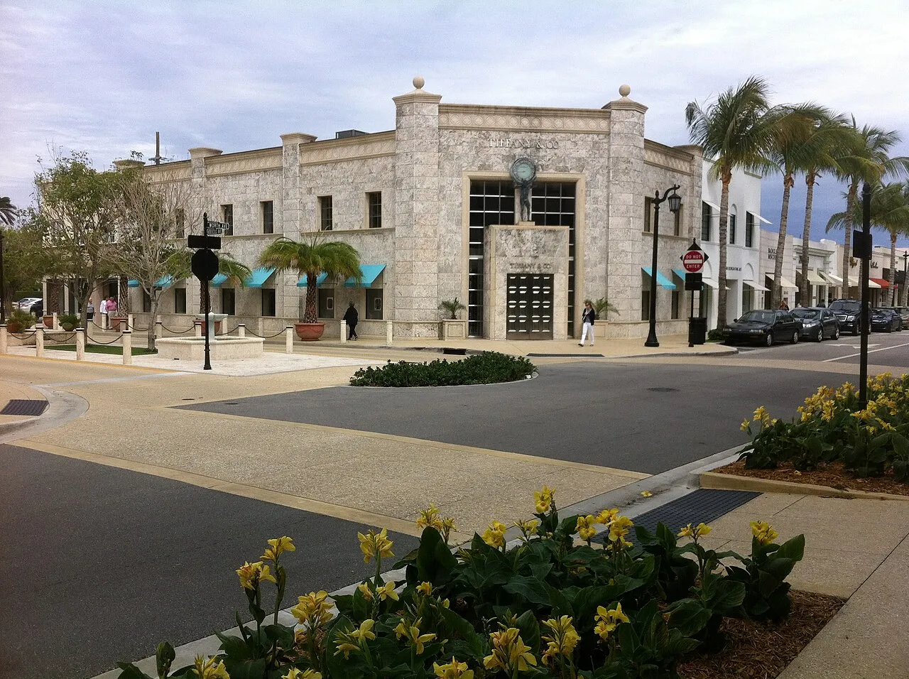 Worth Avenue and Hibiscus Avenue in Palm Beach, Florida.