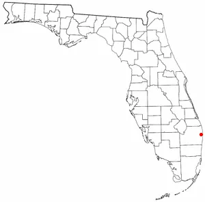 Locator map of Palm Springs, Florida.