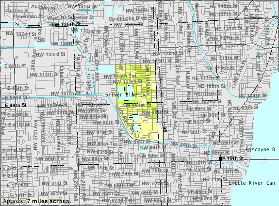 Locator map of Pinewood within Miami-Dade County.