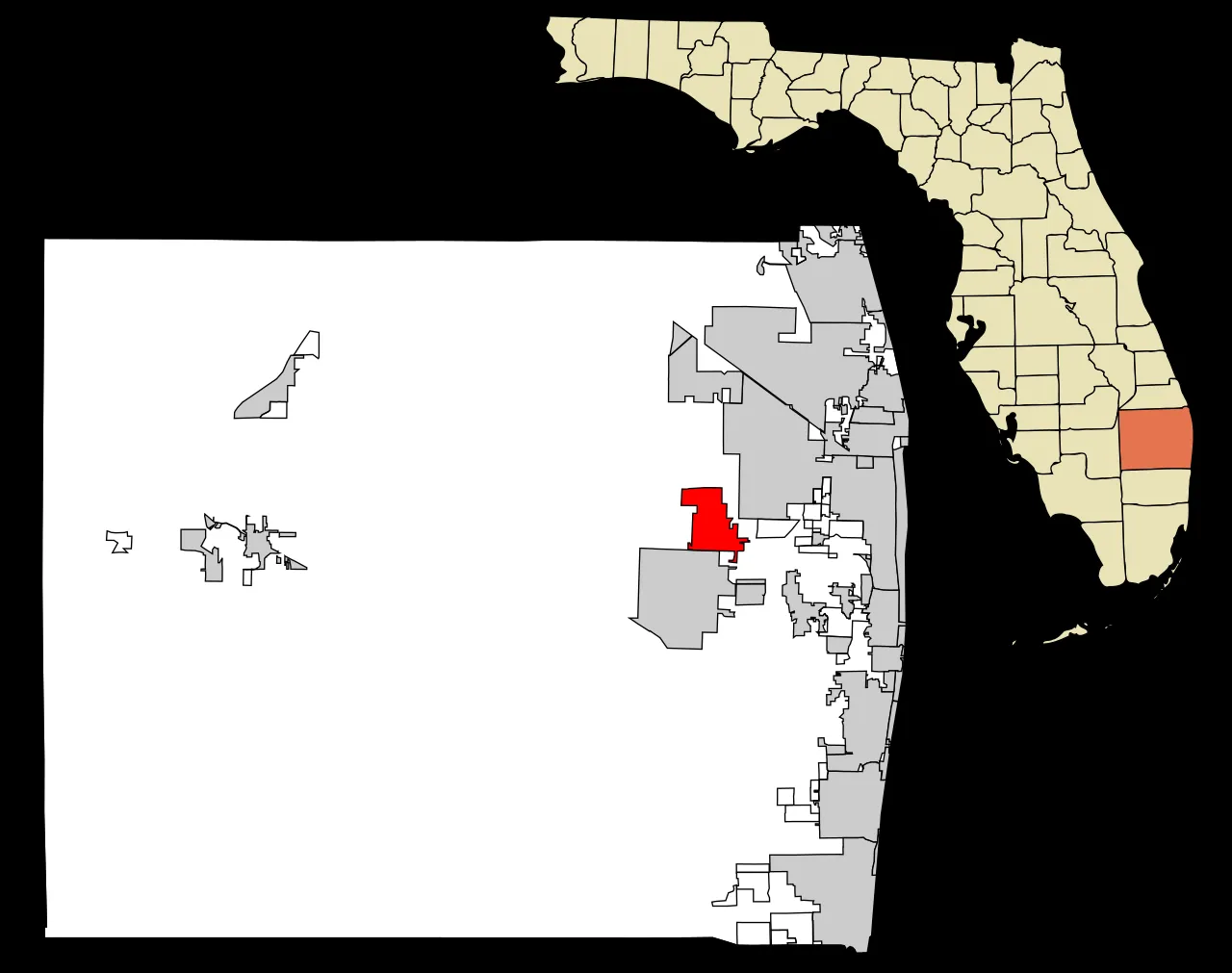 Location of Royal Palm Beach in Palm Beach County, Florida.