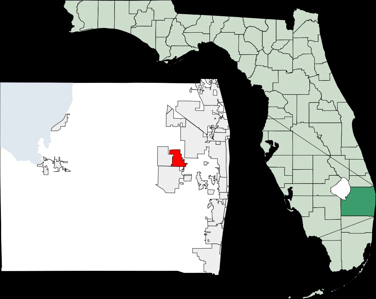 Map of Florida highlighting Royal Palm Beach.