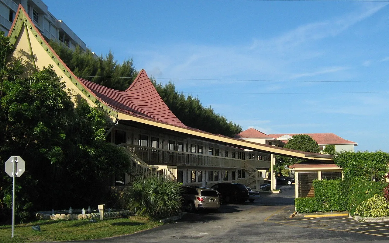 The Palm Beach Oceanfront Inn, the only commercial establishment in South Palm Beach, Florida.