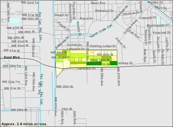 Locator map of Virginia Gardens within Miami-Dade County.