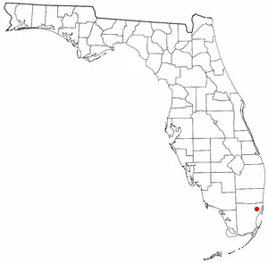 Dot map showing Virginia Gardens in Florida.