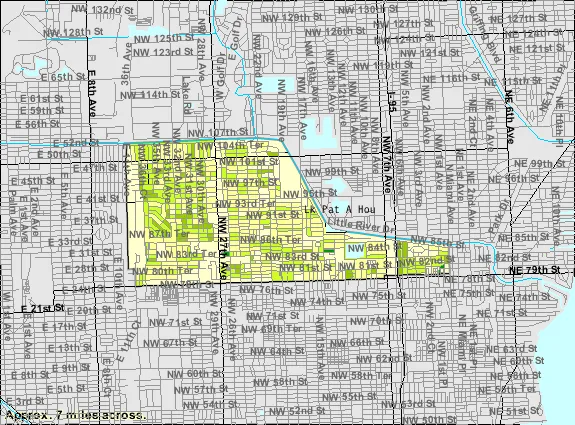 Locator map of West Little River within Miami-Dade County.