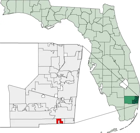 Map of Florida highlighting the City of West Park.