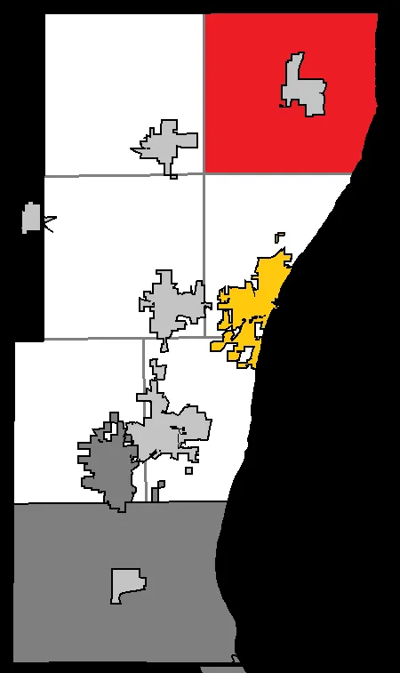 Map of Ozaukee County highlighting the Town of Belgium.