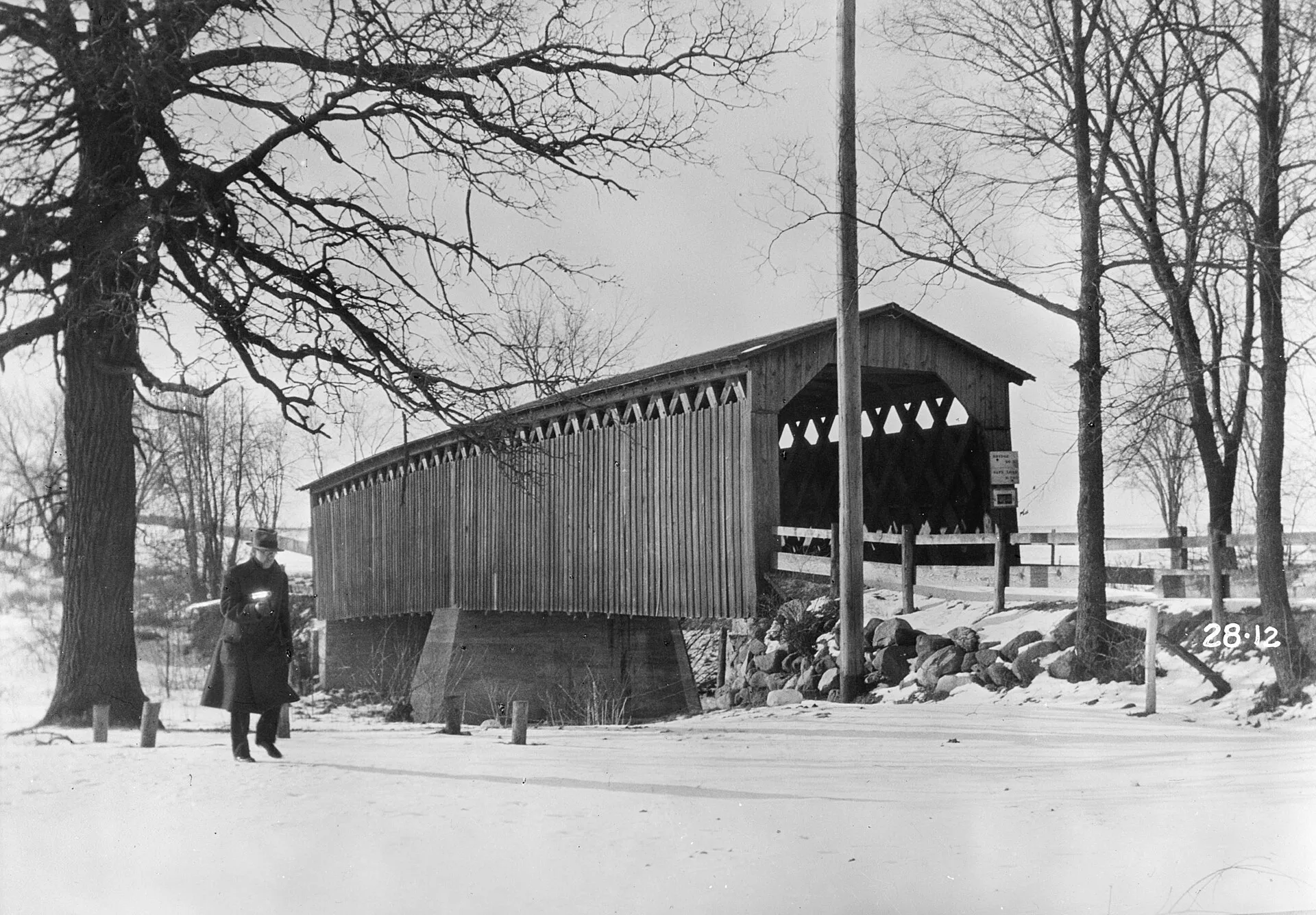 Historic American Buildings Survey photo of the Cedarburg covered bridge exterior.