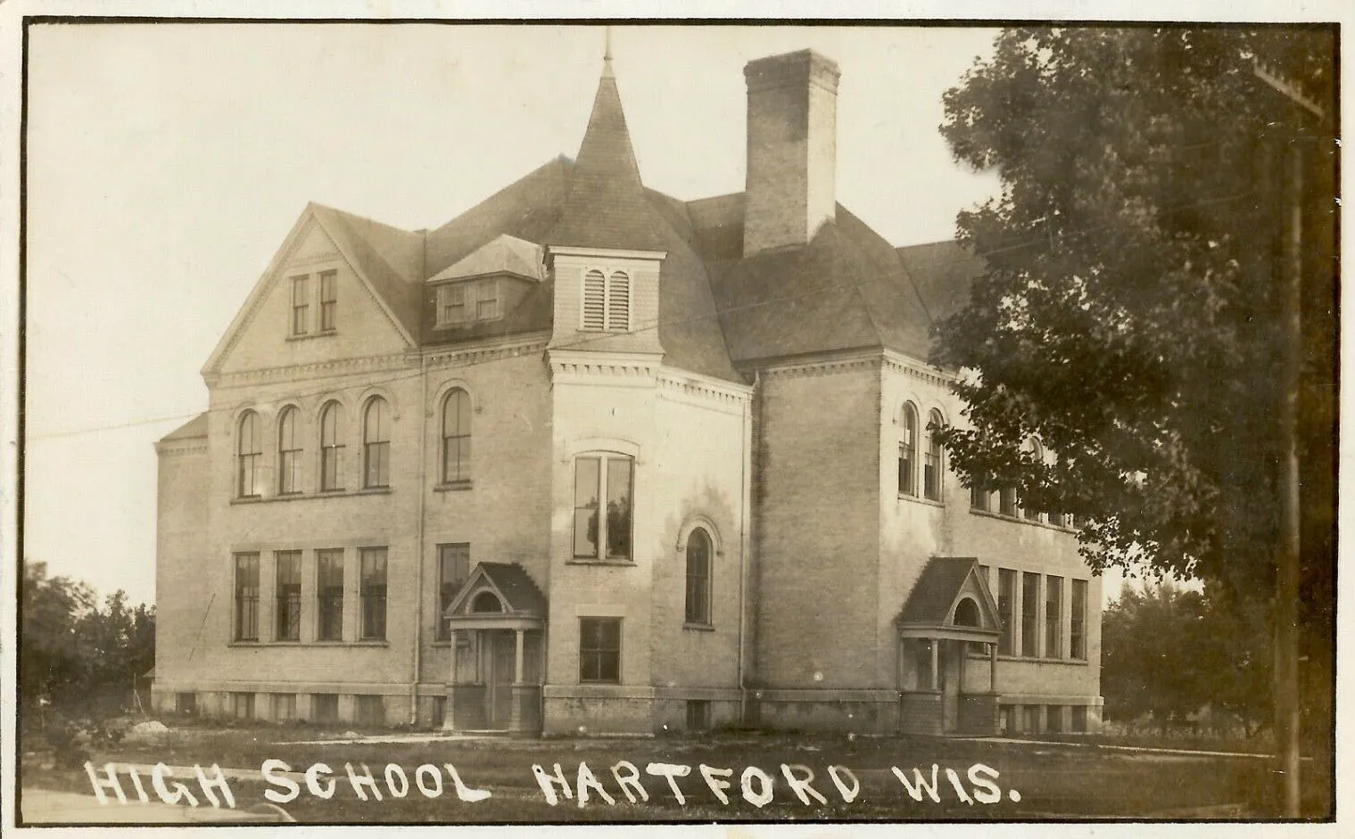 Postcard dated 1911 — Hartford, Wisconsin High School.