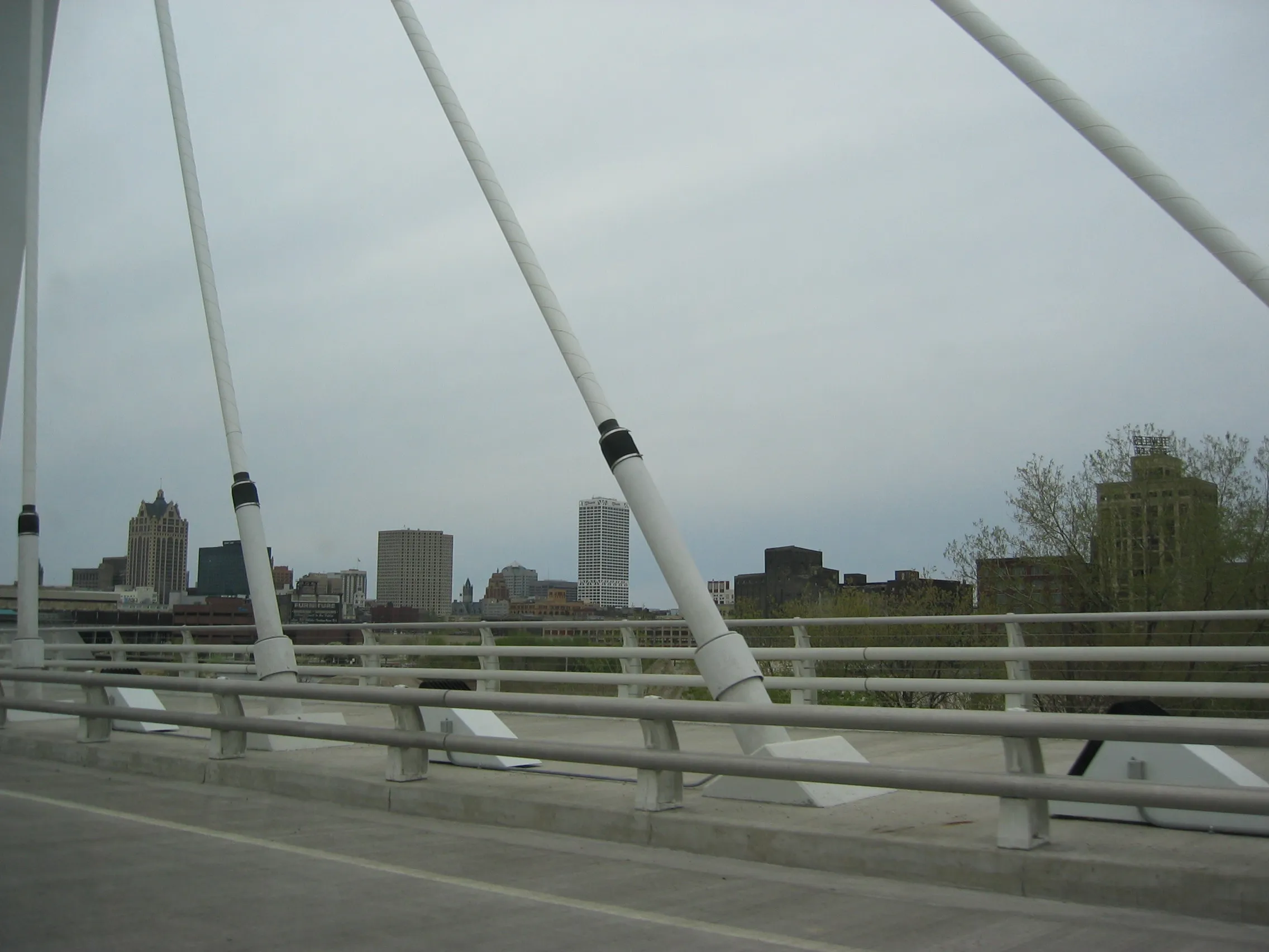 View of downtown Milwaukee from 6th Street South Viaduct looking northeast.