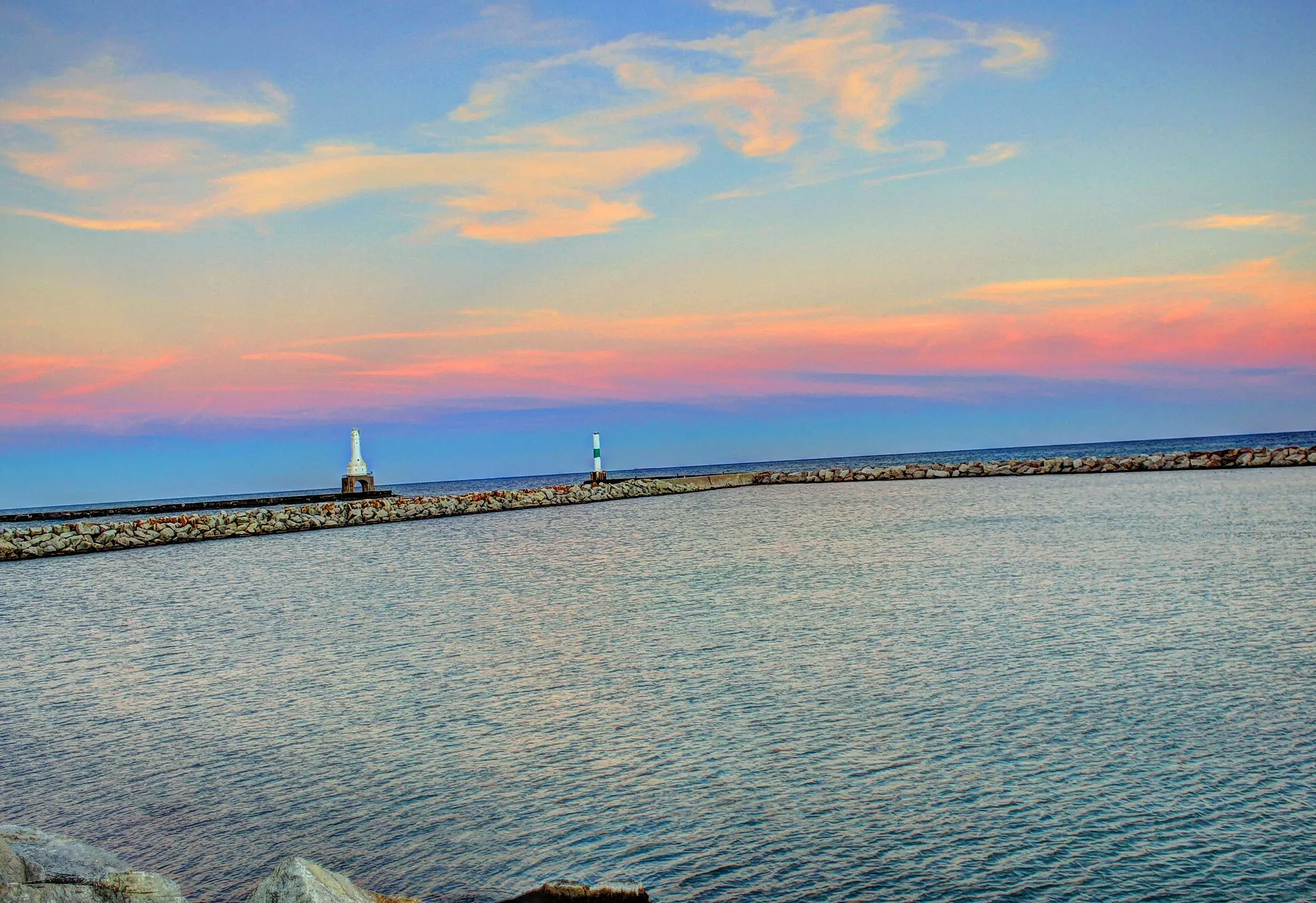 Lake Michigan at dusk near Port Washington.