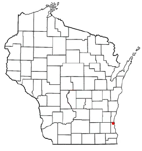 Locator map of River Hills in Milwaukee County, Wisconsin.