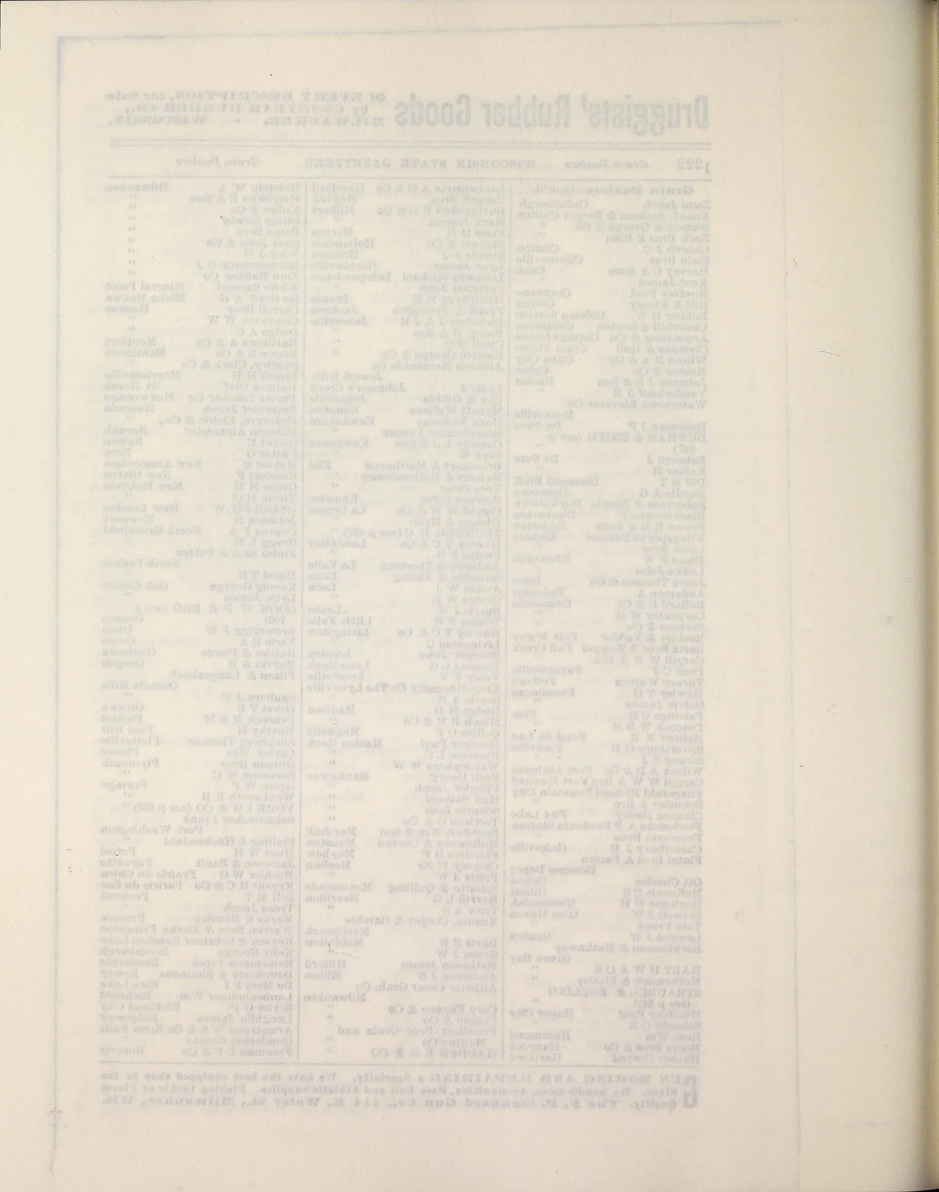 Page from the 1891 Wisconsin State Gazetteer (includes Saukville-area business listings).