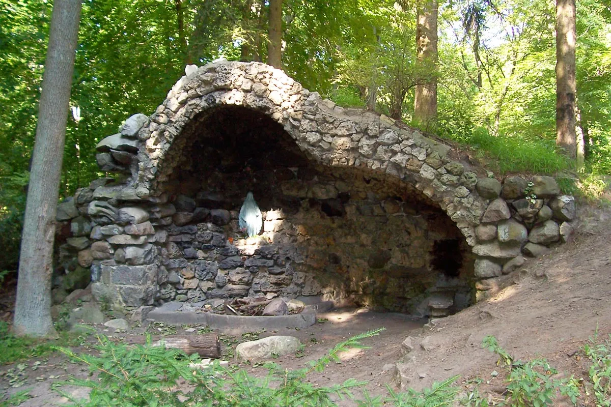 The Our Lady of Lourdes grotto (built 1894) on the grounds of St. Francis Seminary.