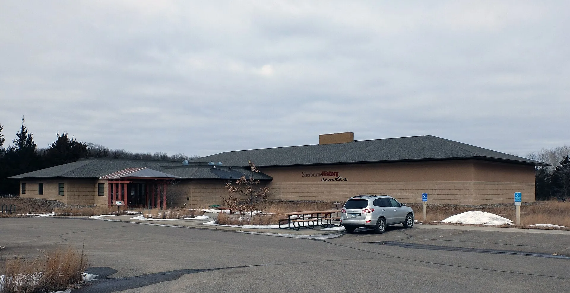 The exterior of the Sherburne History Center in Becker, Minnesota.