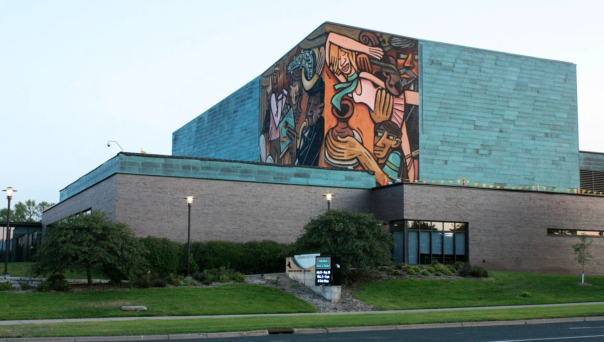 Photograph of Bloomington's City Hall & Arts Center in 2023 taken from 98th St.