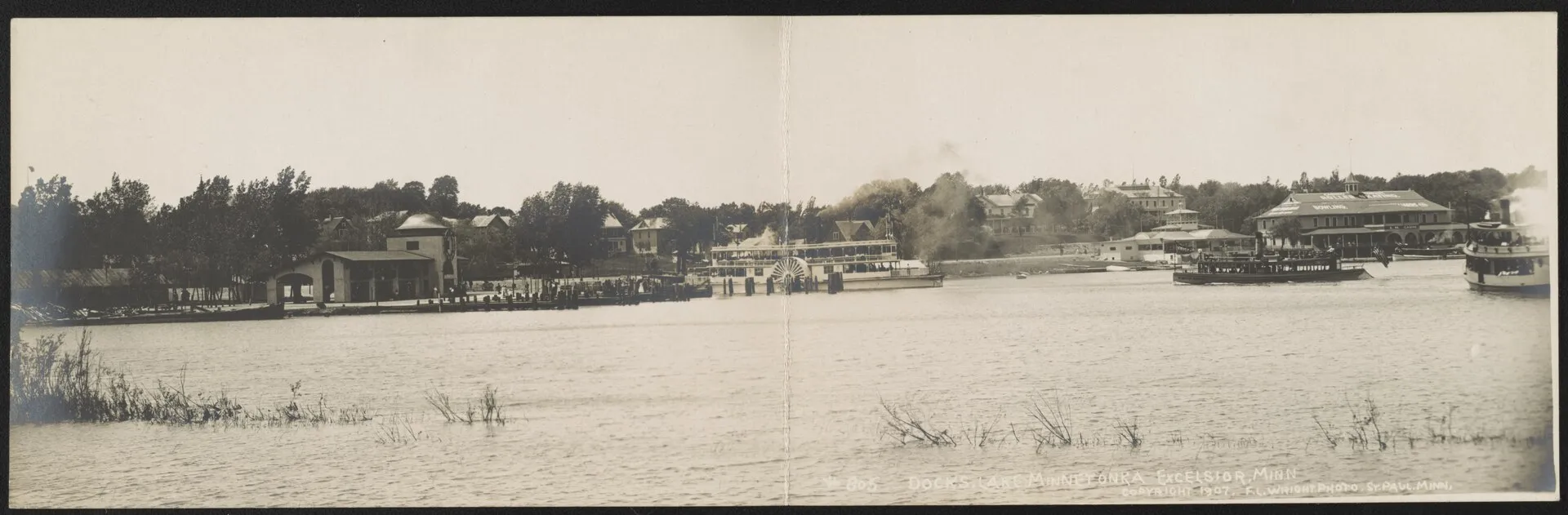 Title: Docks, Lake Minnetonka, Excelsior, Minn. Abstract/medium: 1 photographic print (postcard)..