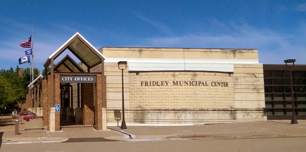 City Hall, East entrance, Fridley, Minnesota, USA.