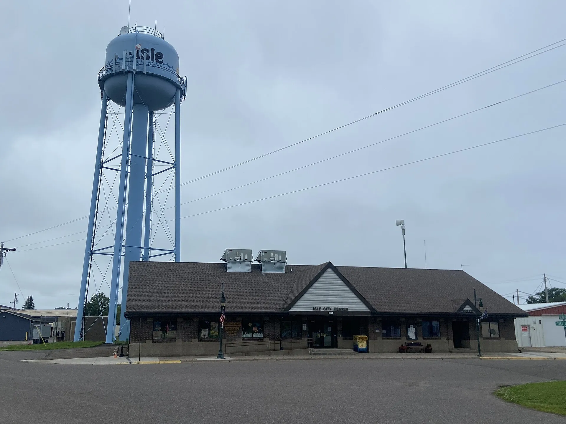 Water tower and City Hall, Isle, Minnesota, USA