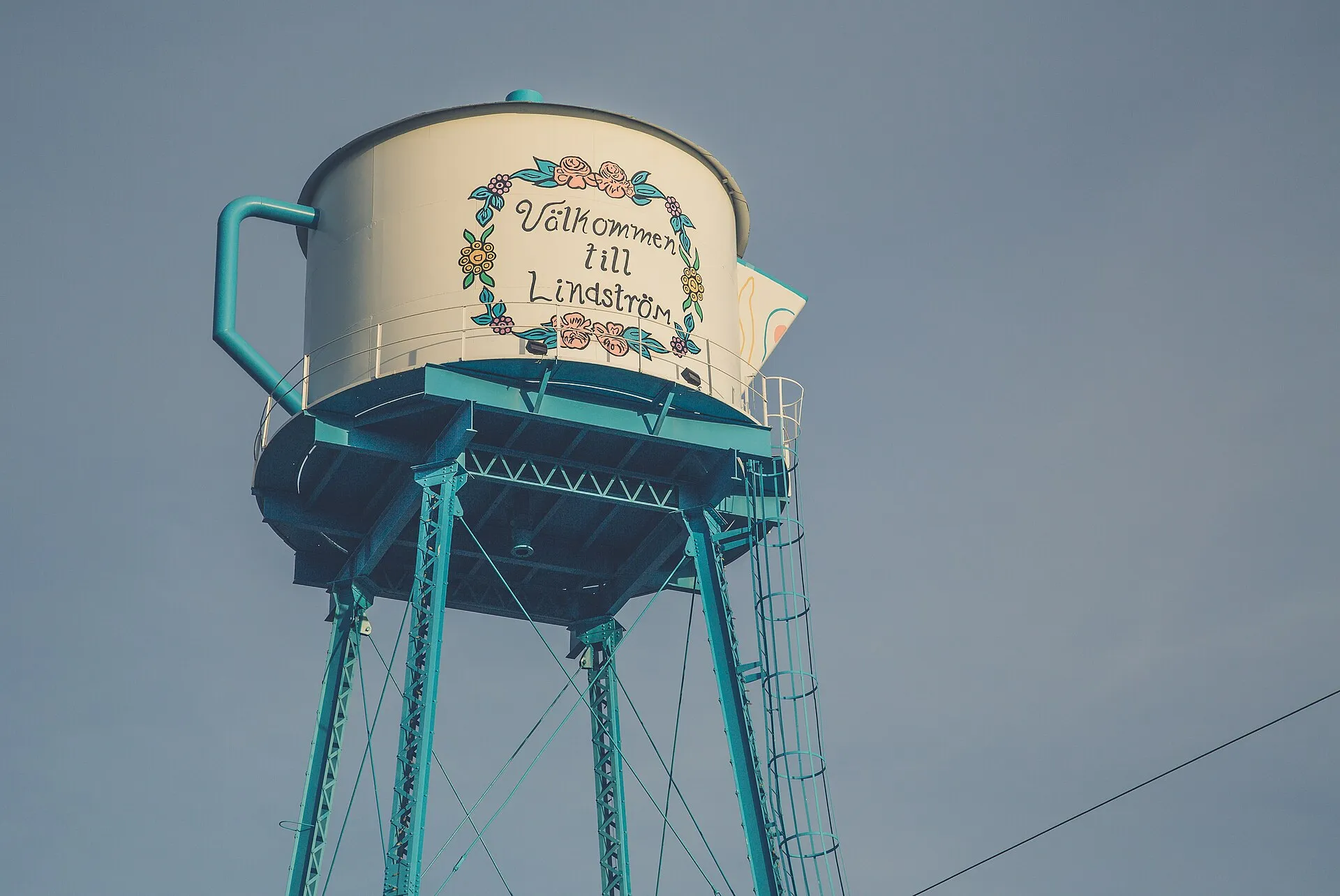 The water tower in Lindstrom, Minnesota, is a Swedish coffee pot. Along U.S. Highway 8..