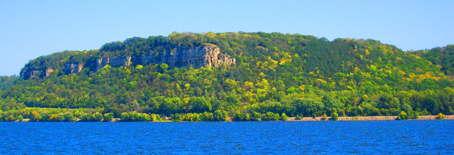 Maiden Rock bluff as seen from Lake Pepin