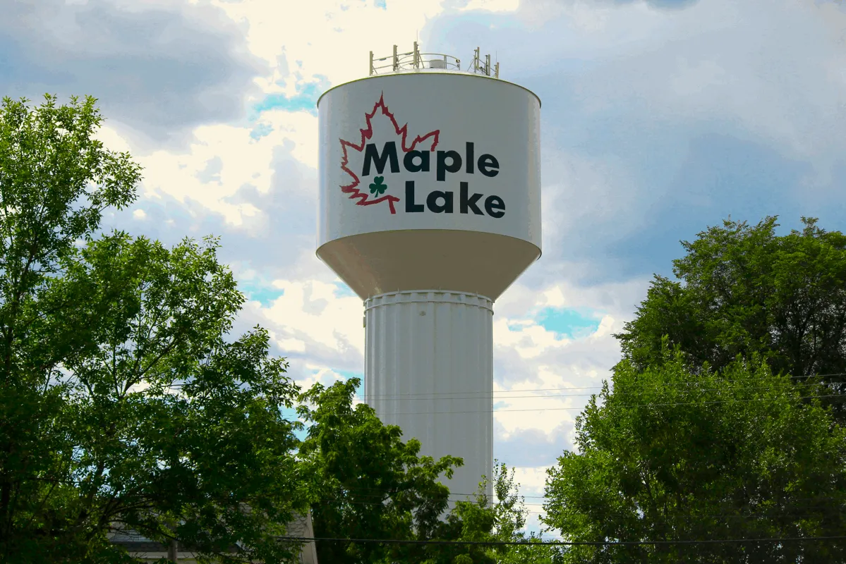 Water tower in Maple Lake, Minnesota.