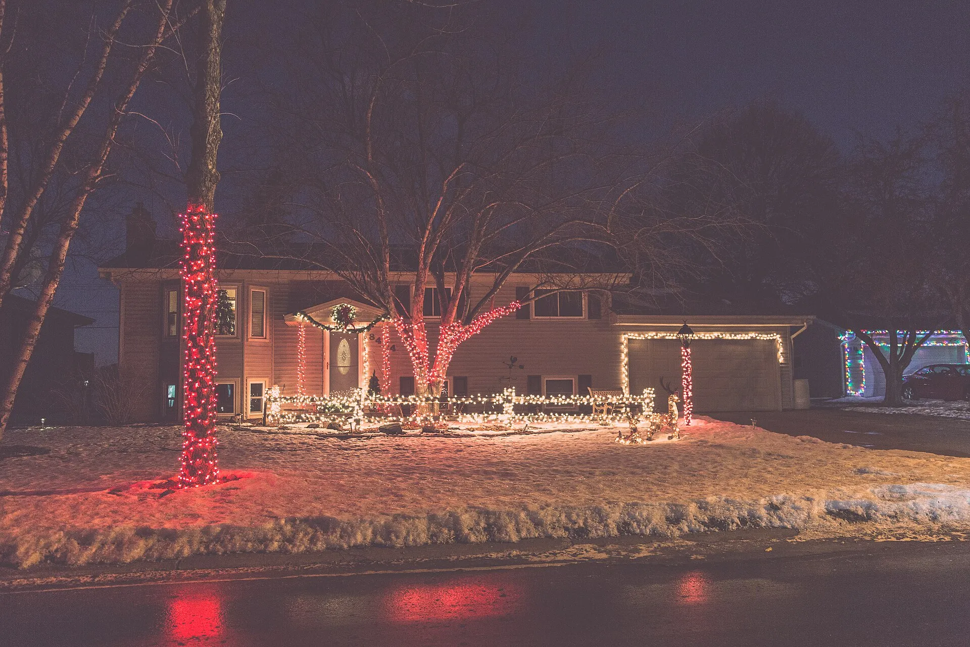 A home along 46th Avenue North in New Hope, Minnesota, decorated with holiday lights..