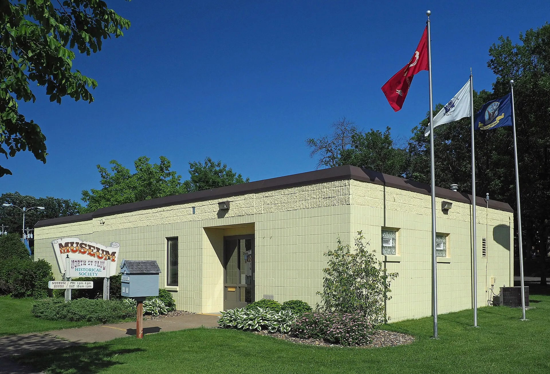 North St Paul Historical Society Museum, 2666 7th Ave E, North St Paul, Minnesota, USA. Viewed from the west..