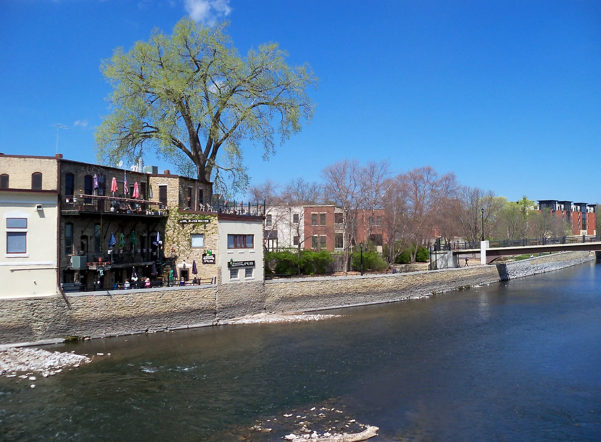 Cannon River in downtown Northfield, Minnesota, USA.