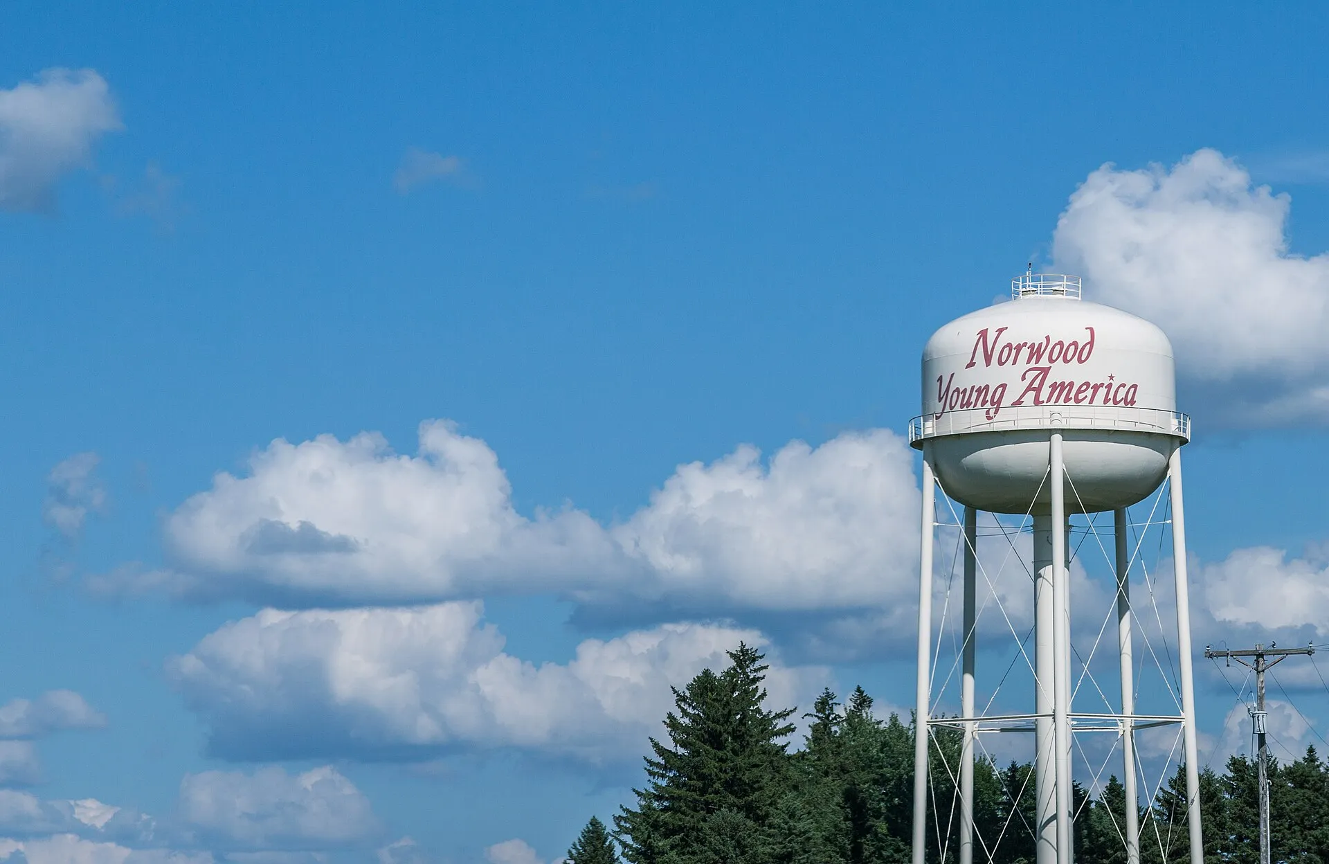 A water tower in Norwood Young America, Minnesota.