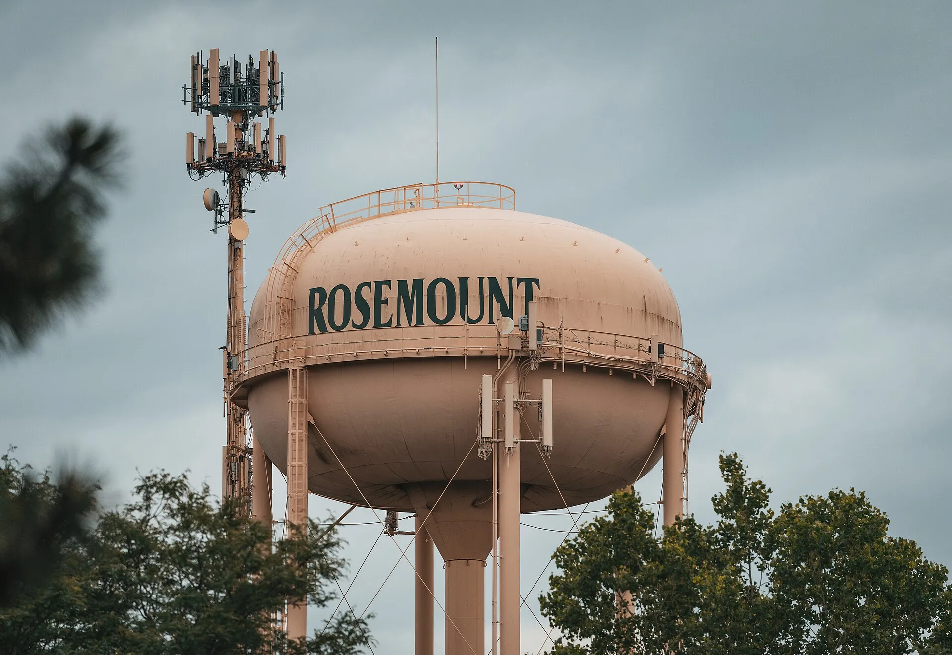 Water tower and cellular antennas, City of Rosemount, Minnesota.