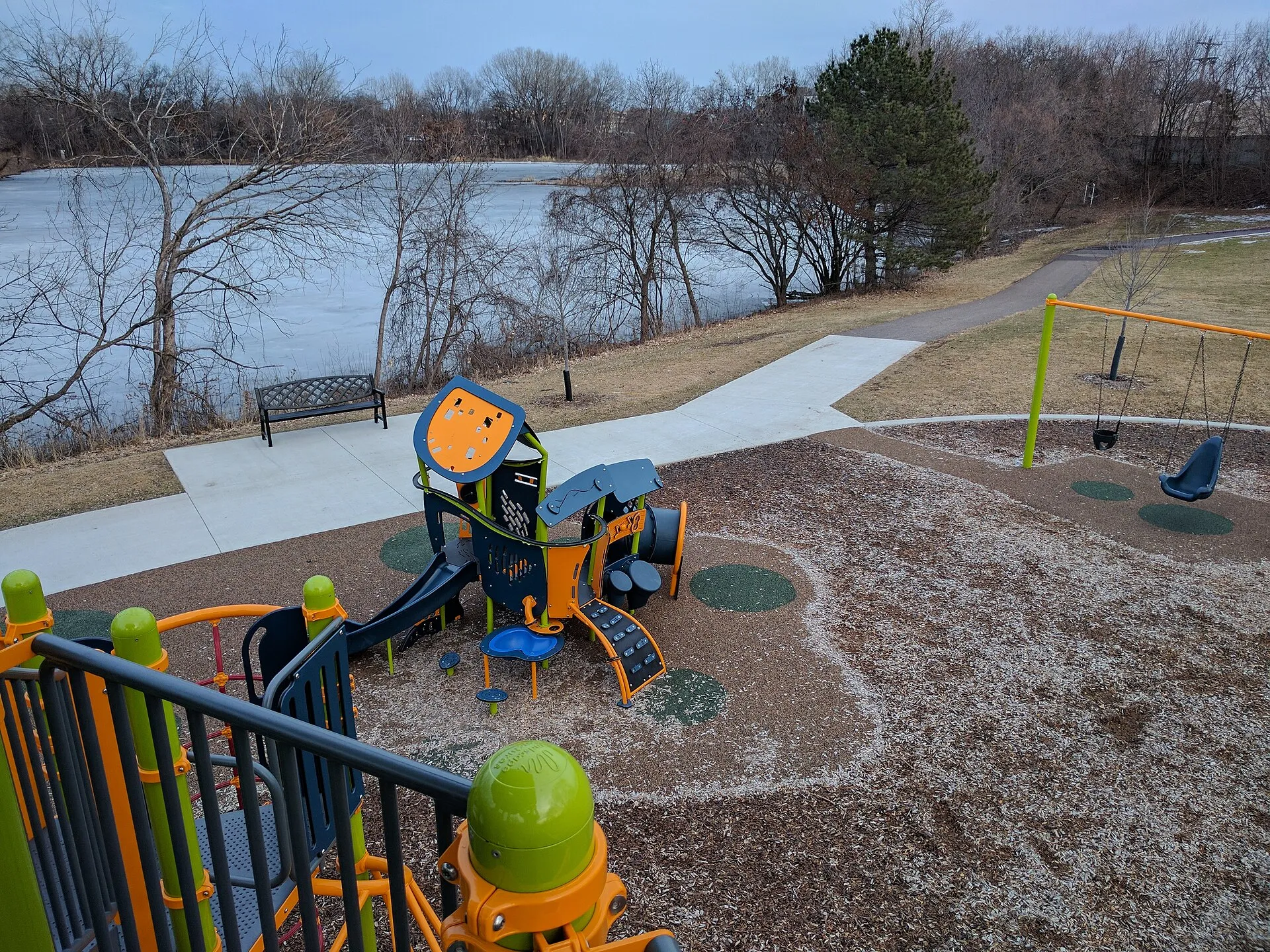 playground, city park, and lake in Roseville, Minnesota.