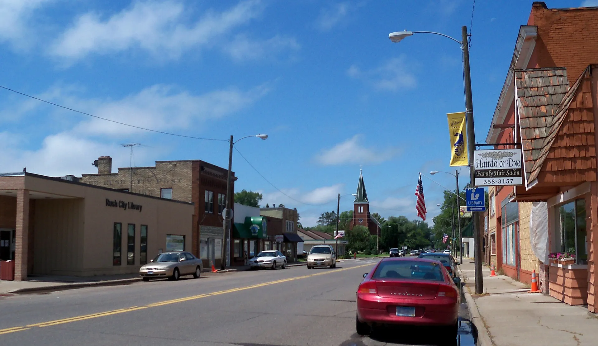 Street in Rush City, Minnesota, USA..
