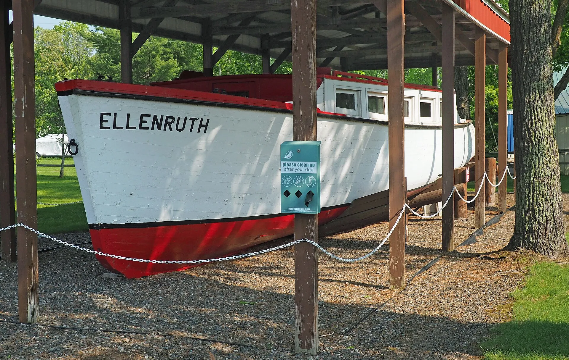 Ellen Ruth (launch) , 105 1st Street E, Wahkon, Minnesota, United States. Viewed from the northwest..