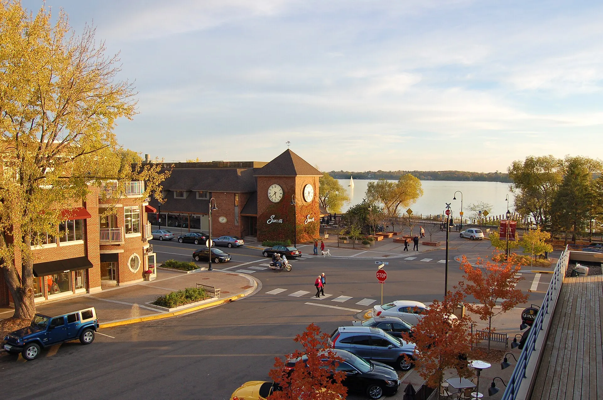 Evening over downtown Wayzata, Minnesota, October 2011..