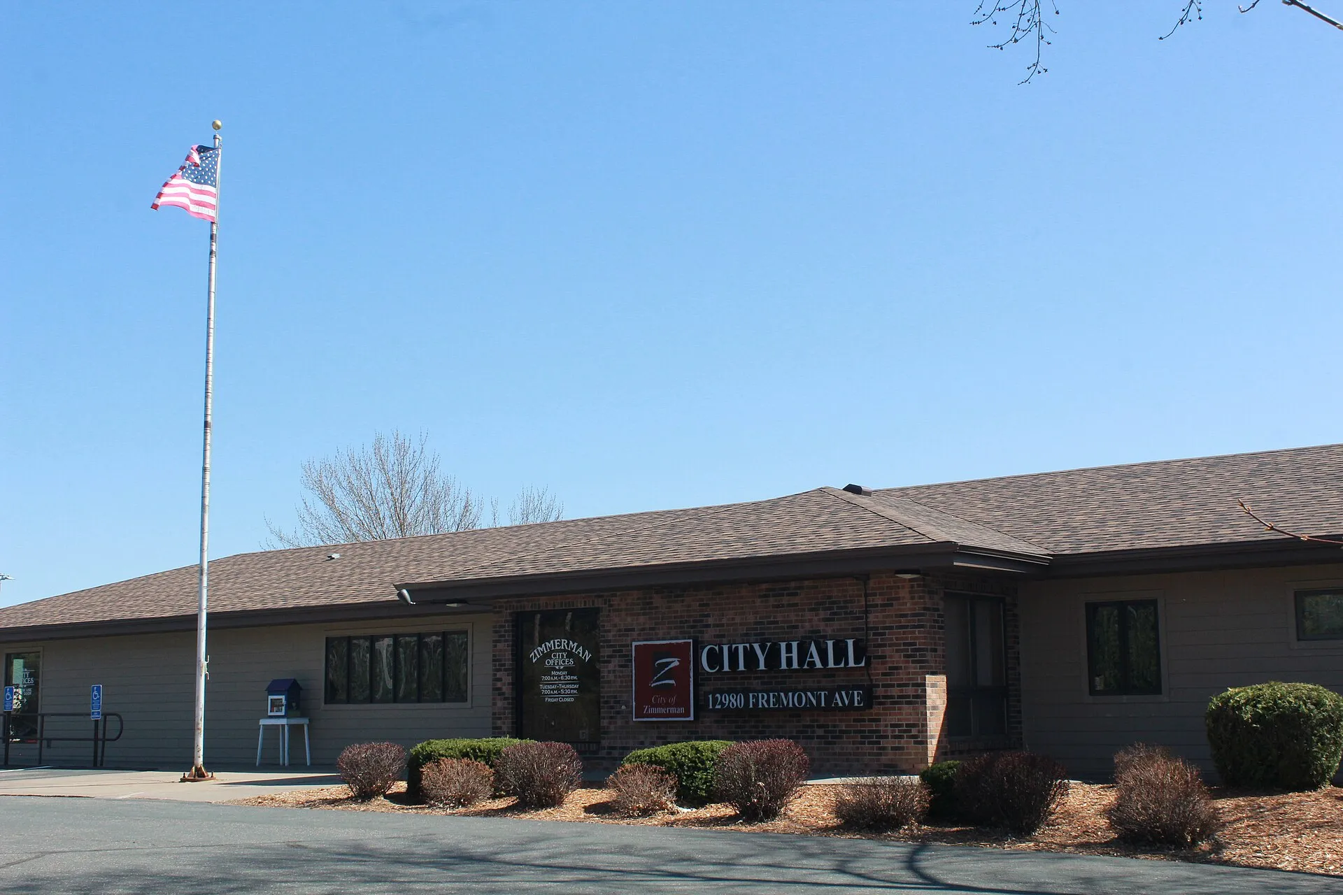 City Hall, Zimmerman, Minnesota, USA.