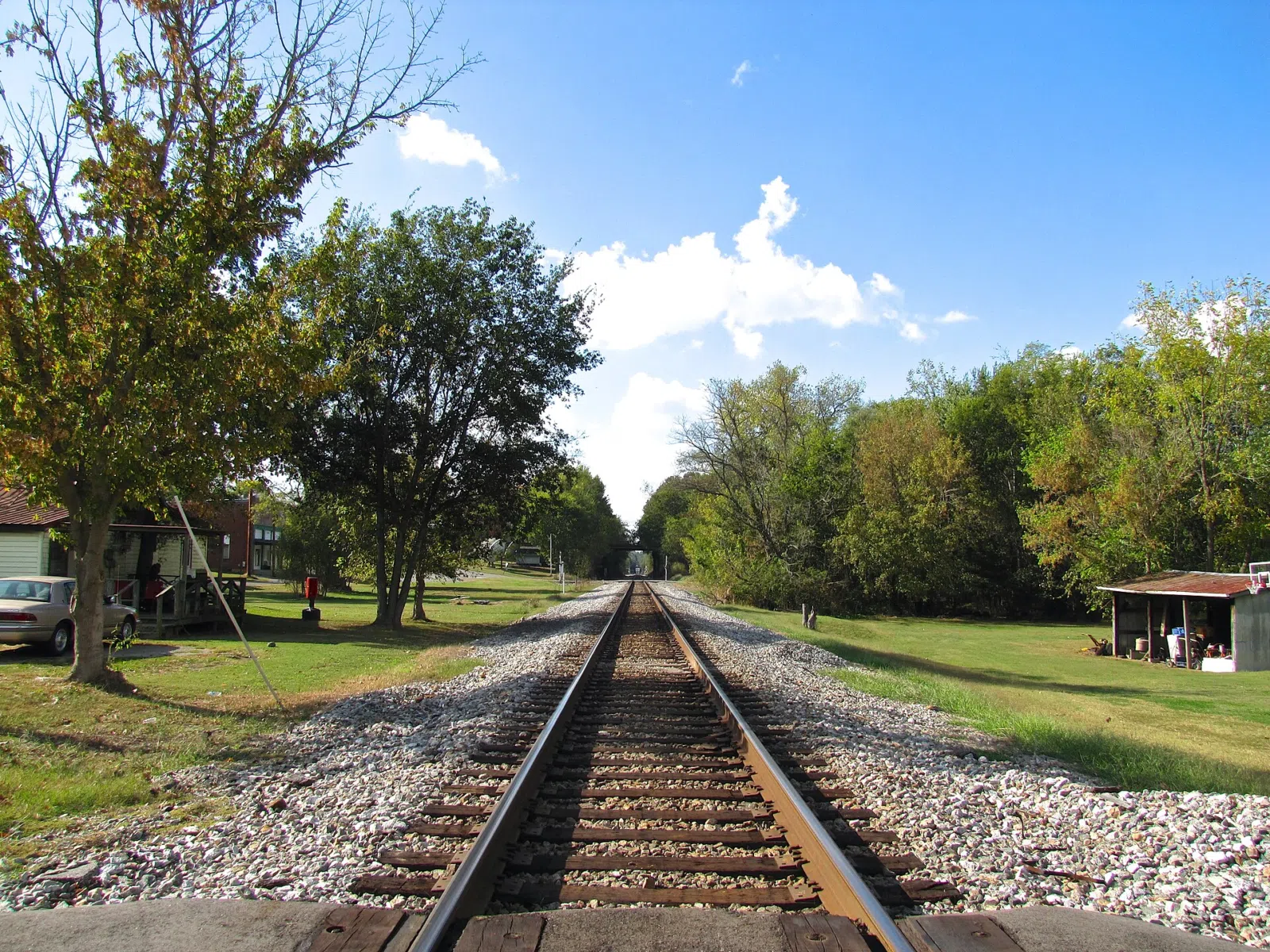 Railroad tracks in Adams, Tennessee, United States.