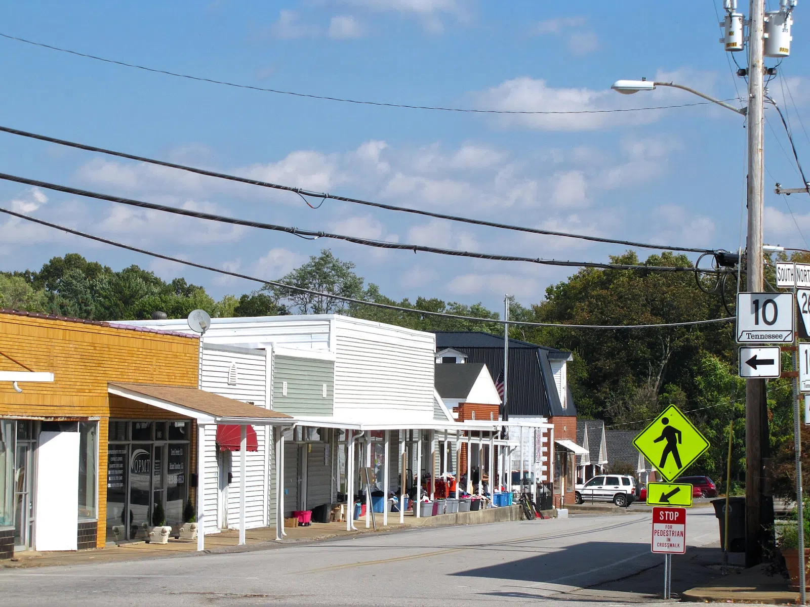 Buildings along Main Street in Lafayette, Tennessee, United States.