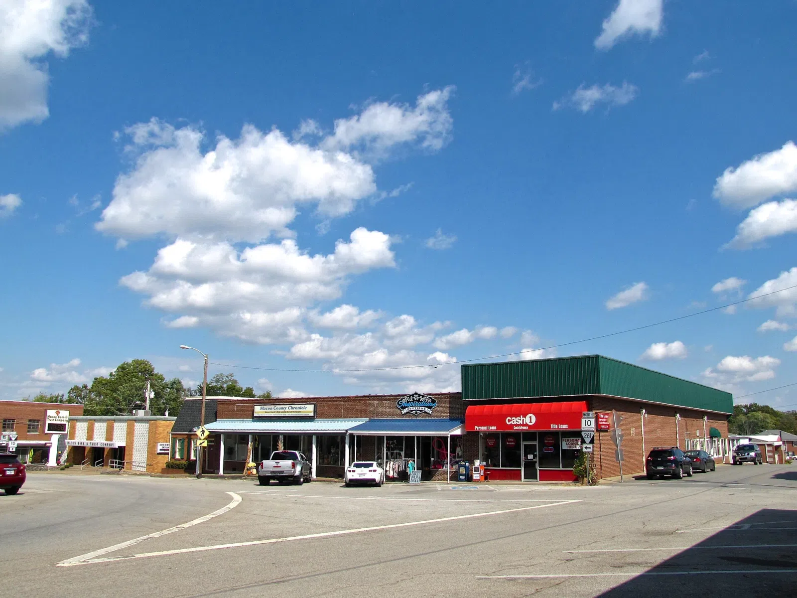 Buildings on the courthouse square in Lafayette, Tennessee, United States.