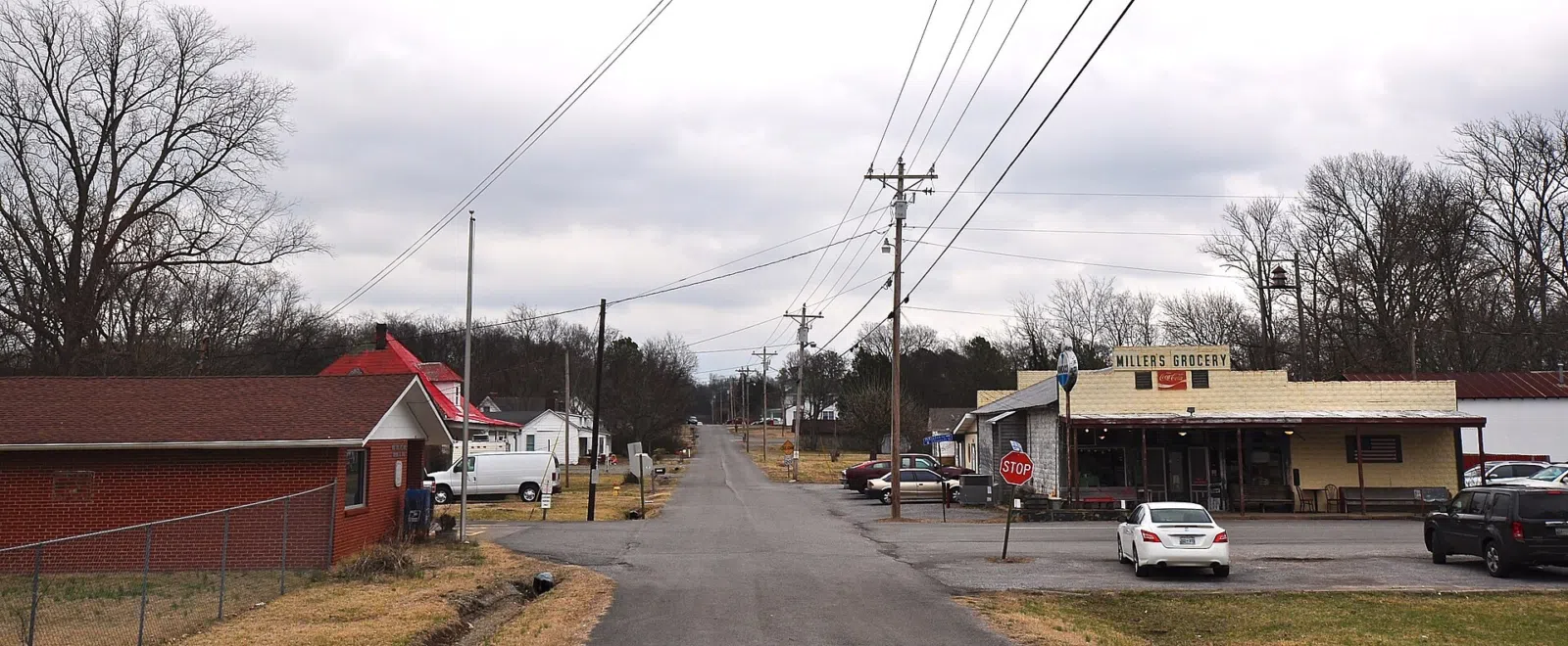 The junction of Main and Church Streets in Christiana, Tennessee — nearby in Rutherford County.
